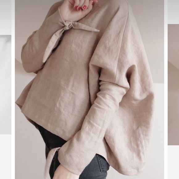 🌟HOST PICK!🌟 Ivetta Bauman Linen 🌿 Oversized Beige Kimono Top - Picture 5 of 7